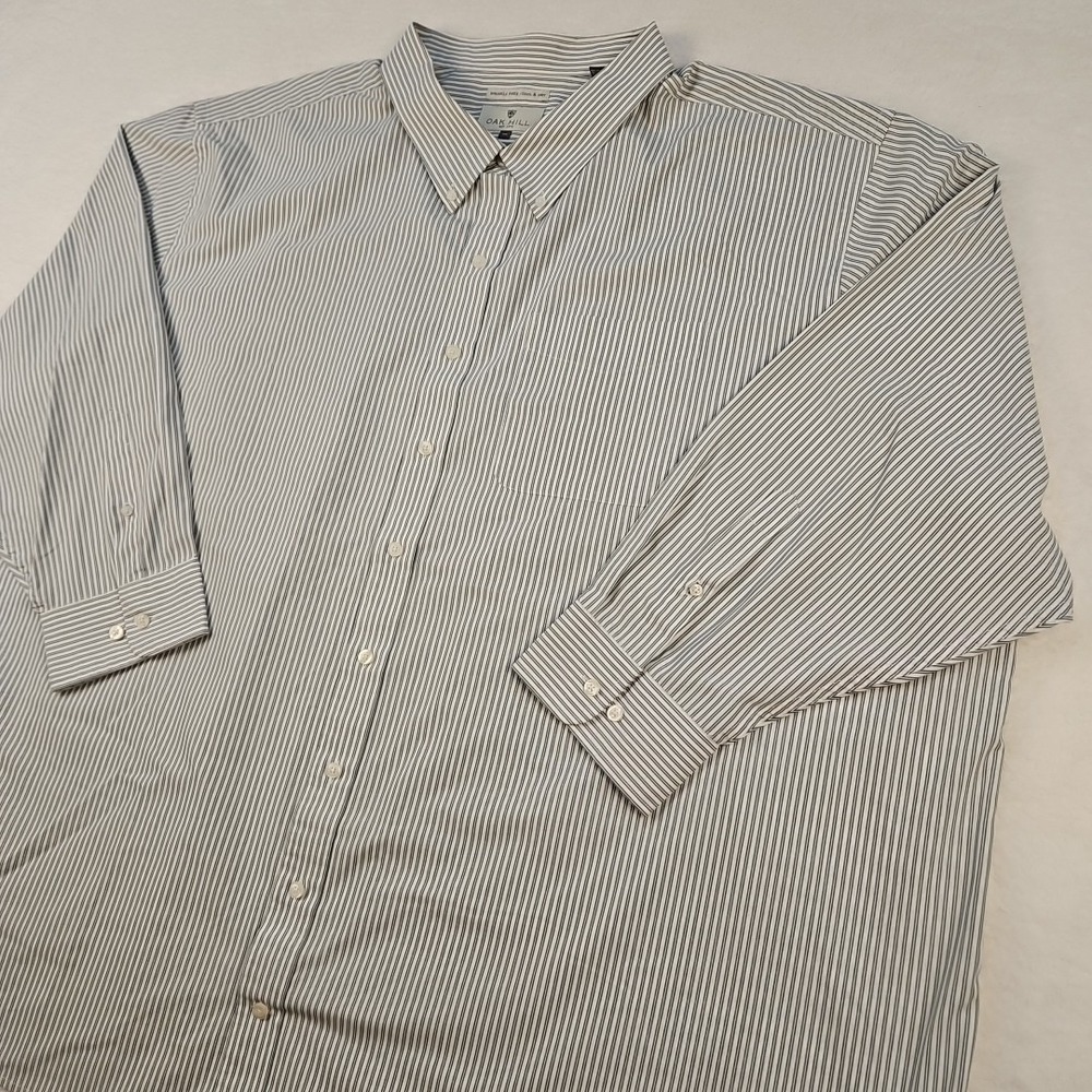 Oak Hill Cool Dry Mens Striped L/S Button Up Wrinkle Free Size 5XL